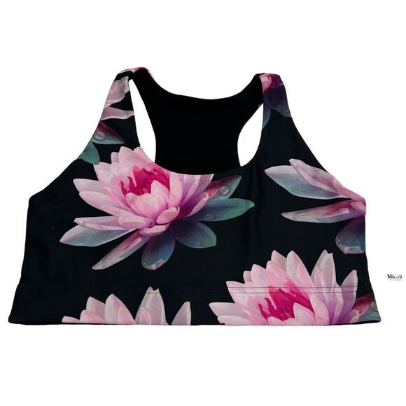 NWT Terez floral printed reversible scoopneck razorback sports bra size large - Picture 2 of 4